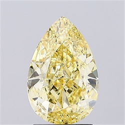 Picture of Lab Grown Diamond 2.51 Carats, Pear with  Cut, Fancy Intense Yellow Color, VS2 Clarity and Certified by IGI