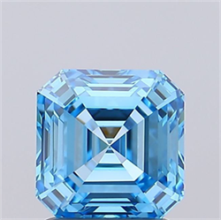 Picture of Lab Grown Diamond 1.83 Carats, Asscher with  Cut, Fancy Vivid Blue Color, VVS1 Clarity and Certified by IGI