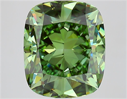 Picture of Lab Grown Diamond 5.11 Carats, CUSHION MODIFIED with  Cut, Fancy Vivid Green Color, VS2 Clarity and Certified by IGI