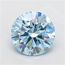 Picture of Lab Grown Diamond 2.02 Carats, Round with Ideal Cut, Fancy Vivid Blue Color, VS1 Clarity and Certified by IGI
