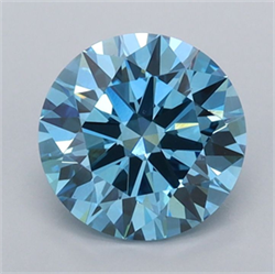 Picture of Lab Grown Diamond 1.50 Carats, Round with Ideal Cut, Fancy Vivid Blue Color, VS1 Clarity and Certified by IGI