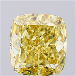 Picture of Lab Grown Diamond 3.45 Carats, Cushion with  Cut, Fancy Intense Yellow Color, VS2 Clarity and Certified by IGI