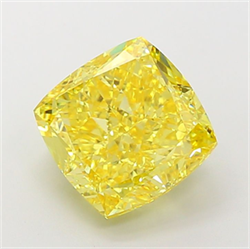 Picture of Lab Grown Diamond 6.99 Carats, CUSHION MODIFIED with  Cut, Fancy Vivid Yellow Color, VS1 Clarity and Certified by IGI