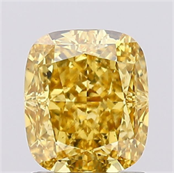 Picture of Lab Grown Diamond 1.51 Carats, CUSHION MODIFIED with  Cut, Fancy Vivid Yellow Color, VS1 Clarity and Certified by IGI