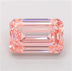 Picture of Lab Grown Diamond 5.14 Carats, Emerald with  Cut, Fancy Intense Pink Color, VVS2 Clarity and Certified by IGI