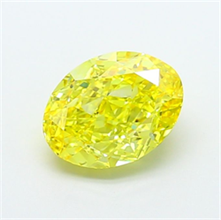 Picture of Lab Grown Diamond 2.64 Carats, Oval with  Cut, Fancy Vivid Yellow Color, VS1 Clarity and Certified by IGI