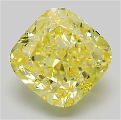 Picture of Lab Grown Diamond 3.07 Carats, CUSHION MODIFIED with  Cut, Fancy Intense Yellow Color, VS1 Clarity and Certified by IGI