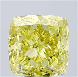 Picture of Lab Grown Diamond 7.95 Carats, CUSHION MODIFIED with  Cut, Fancy Vivid Yellow Color, VS1 Clarity and Certified by IGI
