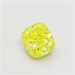 Picture of Lab Grown Diamond 1.29 Carats, CUSHION MODIFIED with  Cut, Fancy Intense Yellow Color, IF Clarity and Certified by IGI