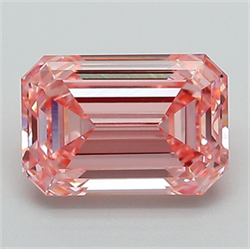 Picture of Lab Grown Diamond 2.40 Carats, Emerald with  Cut, Fancy Intense Pink Color, VVS2 Clarity and Certified by IGI