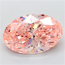 Picture of Lab Grown Diamond 10.04 Carats, Oval with  Cut, Fancy Vivid Pink Color, VS1 Clarity and Certified by IGI