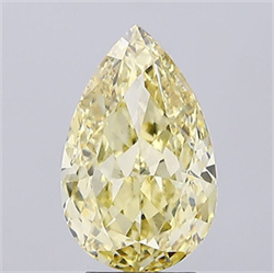 Picture of Lab Grown Diamond 4.15 Carats, Pear with  Cut, Fancy Intense Yellow Color, VS1 Clarity and Certified by IGI