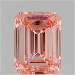 Picture of Lab Grown Diamond 1.50 Carats, Emerald with  Cut, Fancy Vivid Pink Color, VVS2 Clarity and Certified by IGI