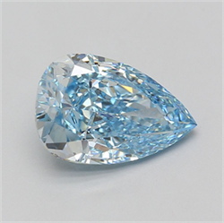 Picture of Lab Grown Diamond 4.09 Carats, Pear with  Cut, Fancy Vivid Blue Color, VVS2 Clarity and Certified by IGI