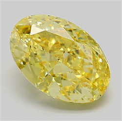 Picture of Lab Grown Diamond 2.52 Carats, Oval with  Cut, Fancy Intense Yellow Color, VS1 Clarity and Certified by IGI