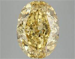 Picture of Lab Grown Diamond 5.14 Carats, Oval with  Cut, Fancy Vivid Yellow Color, VS2 Clarity and Certified by IGI