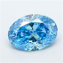 Picture of Lab Grown Diamond 2.00 Carats, Oval with  Cut, Fancy Vivid Blue Color, VS1 Clarity and Certified by IGI