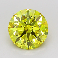 Picture of Lab Grown Diamond 2.11 Carats, Round with Ideal Cut, Fancy Vivid Yellow Color, VVS2 Clarity and Certified by IGI