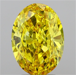 Picture of Lab Grown Diamond 3.04 Carats, Oval with  Cut, Fancy Vivid Yellow Color, VS1 Clarity and Certified by IGI
