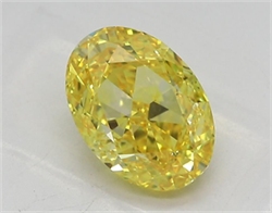 Picture of Lab Grown Diamond 2.03 Carats, Oval with  Cut, Fancy Vivid Yellow Color, VS1 Clarity and Certified by IGI