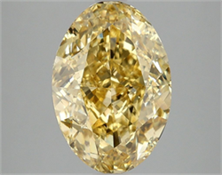 Picture of Lab Grown Diamond 4.03 Carats, Oval with  Cut, Fancy Vivid Yellow Color, VS2 Clarity and Certified by IGI