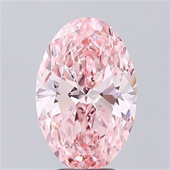 Picture of Lab Grown Diamond 4.00 Carats, Oval with  Cut, Fancy Vivid Pink Color, VVS2 Clarity and Certified by IGI