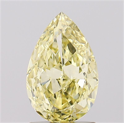 Picture of Lab Grown Diamond 1.52 Carats, Pear with  Cut, Fancy Intense Yellow Color, VS1 Clarity and Certified by IGI
