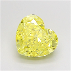Picture of Lab Grown Diamond 3.03 Carats, Heart with  Cut, Fancy Vivid Yellow Color, VS1 Clarity and Certified by IGI
