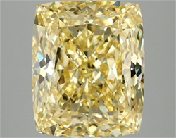 Picture of Lab Grown Diamond 4.10 Carats, CUSHION MODIFIED with  Cut, Fancy Vivid Yellow Color, VS2 Clarity and Certified by IGI