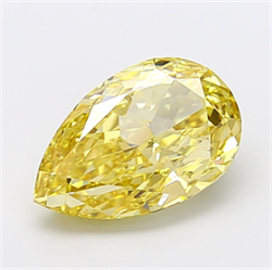 Picture of Lab Grown Diamond 4.10 Carats, Pear with  Cut, Fancy Intense Yellow Color, VS1 Clarity and Certified by IGI