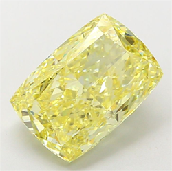Picture of Lab Grown Diamond 4.50 Carats, CUSHION MODIFIED with  Cut, Fancy Intense Yellow Color, VVS2 Clarity and Certified by IGI