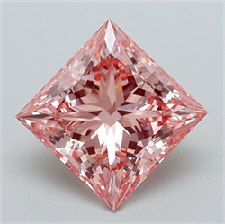 Picture of Lab Grown Diamond 4.10 Carats, Princess with  Cut, Fancy Vivid Pink Color, VVS2 Clarity and Certified by IGI