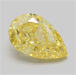Picture of Lab Grown Diamond 5.63 Carats, Pear with  Cut, Fancy Vivid Yellow Color, VVS2 Clarity and Certified by IGI