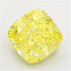 Picture of Lab Grown Diamond 4.26 Carats, CUSHION MODIFIED with  Cut, Fancy Vivid Yellow Color, VS1 Clarity and Certified by IGI