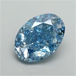 Picture of Lab Grown Diamond 11.07 Carats, Oval with  Cut, Fancy Vivid Blue Color, VVS2 Clarity and Certified by IGI