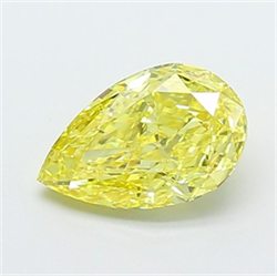 Picture of Lab Grown Diamond 1.27 Carats, Pear with  Cut, Fancy Vivid Yellow Color, VVS2 Clarity and Certified by IGI