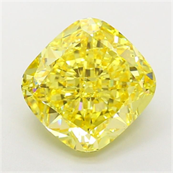 Picture of Lab Grown Diamond 7.59 Carats, CUSHION MODIFIED with  Cut, Fancy Vivid Yellow Color, VS2 Clarity and Certified by IGI