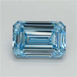 Picture of Lab Grown Diamond 7.04 Carats, Emerald with  Cut, Fancy Vivid Blue Color, VVS2 Clarity and Certified by IGI