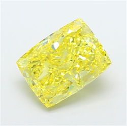 Picture of Lab Grown Diamond 4.52 Carats, CUSHION MODIFIED with  Cut, Fancy Vivid Yellow Color, VVS2 Clarity and Certified by IGI