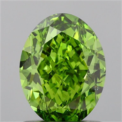 Picture of Lab Grown Diamond 1.27 Carats, Oval with  Cut, Fancy Vivid Green Color, VS1 Clarity and Certified by IGI