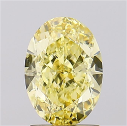 Picture of Lab Grown Diamond 2.25 Carats, Oval with  Cut, Fancy Intense Yellow Color, VVS2 Clarity and Certified by IGI