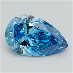 Picture of Lab Grown Diamond 4.01 Carats, Pear with  Cut, Fancy Vivid Blue Color, VS1 Clarity and Certified by IGI