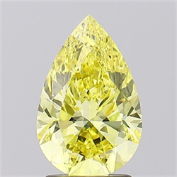 Picture of Lab Grown Diamond 1.92 Carats, Pear with  Cut, Fancy Intense Yellow Color, VS1 Clarity and Certified by IGI