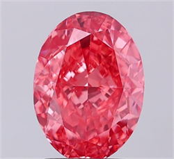 Picture of Lab Grown Diamond 2.86 Carats, Oval with  Cut, Fancy Vivid Pink Color, VS1 Clarity and Certified by IGI