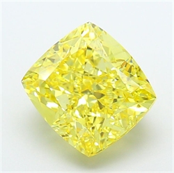 Picture of Lab Grown Diamond 6.04 Carats, CUSHION MODIFIED with  Cut, Fancy Vivid Yellow Color, VS1 Clarity and Certified by IGI