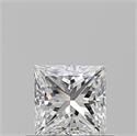 Natural Diamond 0.53 Carats, Princess with  Cut, F Color, VVS2 Clarity and Certified by GIA