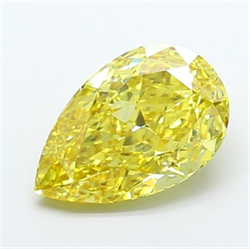 Picture of Lab Grown Diamond 6.06 Carats, Pear with  Cut, Fancy Intense Yellow Color, VS2 Clarity and Certified by IGI