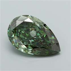 Picture of Lab Grown Diamond 7.36 Carats, Pear with  Cut, Fancy Vivid Green Color, VS1 Clarity and Certified by IGI