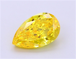 Picture of Lab Grown Diamond 1.55 Carats, Pear with  Cut, Fancy Vivid Yellow Color, VVS2 Clarity and Certified by IGI