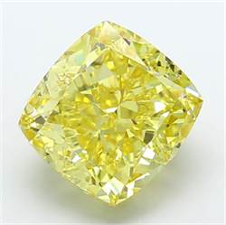Picture of Lab Grown Diamond 5.08 Carats, CUSHION MODIFIED with  Cut, Fancy Intense Yellow Color, VS1 Clarity and Certified by IGI